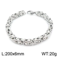 Herren Armband aus silbernem Edelstahl, Byzantiner-Kette 200x6mm mit Karabinerverschluss - Armband (KB147953-Z) / 20cm / Stahlfarbe