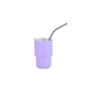 3oz purple stainless steel mini tumbler with clear lid and curved metal straw - Lavender