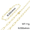 Minimalist gold-plated paperclip chain necklace and bracelet set with diamond texture - Gold 550mm Necklace Set(KS137544-Z)