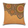 Kissenhülle aus Leinen mit lebhaftem orangefarbenem Mandala und Ethno-Geometrie - Orange-Braunes Ethno-Mandala / 45*45cm (Ohne Füllung)