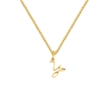 Golden letter Y pendant necklace with heart detail and box chain on white background - Letter Y (XL-82-4)