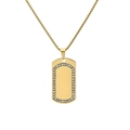 Collar de hombre de acero de titanio dorado con colgante de placa militar con diamantes y pulido - Con Cadena / Dorado