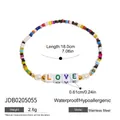 Detail showing LOVE letter beads and pearl bracelet with 18cm stainless steel chain - LOVE Letter Beaded Style (JDB0205055)