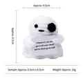 Miniature white crochet potato doll with positive card for gift, 6.5cm knit ornament - Ghost