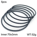Set of 5 black twisted titanium steel bangles with 70mm inner diameter and 3mm width - 5-Row Black