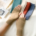 Knitted fingerless gloves for women in camel brown and various autumn colors - Camel