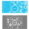 Christmas window stickers with reindeer and snowflakes design, blue and white festive decals - XC029