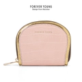 Pink shell-shaped PU leather coin purse with crocodile pattern and gold zipper - Pink