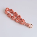 Handmade coral pink woven daisy flower lanyard with rose gold ring buckle for bags - Light Orange