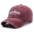Gorra de béisbol vintage color granate con bordado Avenue y efecto desgastado - Ajustable / Rojo
