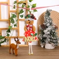 Christmas gingerbread man fabric pendant with red hat and gold Noel sequin letters - Tree Shape Bell Reindeer
