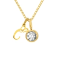 Collier doré personnalisé avec pendentif lettre C et pierre de zircon cubique - Lettre C / Or
