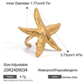 Dimensioni dettagliate dell'anello a stella marina dorato in acciaio inossidabile - Anello Aperto Stella Marina (JDR2409034)