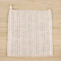 Exfoliating bath mitt in natural sisal fiber with hanging loop on wooden background - Cotton Linen Square Towel (25*25CM)