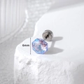 6mm iridescent purple-blue hexagonal crystal stud earring on titanium steel post - Colorful Lavender (A147-4#)