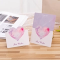 Watercolor heart-shaped Best Wishes cards on a warm wooden tabletop with gauze decor - Best Wishes / Purplish Red