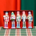 Set di 5 schiaccianoci in legno da 13 cm in colori pastello per decoro natalizio - M13510 Ghirlanda Macaron Set da 5 Pezzi