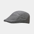 Detail view of British style dark grey ivy cap with classic white pinstripe texture - One Size / Gray