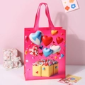 Pink heart balloon bear gift bag made of non-woven fabric for Valentine's Day shopping - Rose Red Balloon