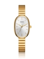 Elegant gold and silver oval dial women's watch with polished metal link bracelet - Gold White Style