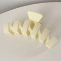 Matte cream yellow large shark hair claw clip for women in a minimalist top-down view - Cream White Wave Style(FJ252)