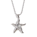 Collar con colgante de estrella de mar en plata pulida con circonitas y cadena de bolas - Color Acero
