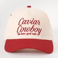 Berretto da baseball vintage crema e rosso con ricamo Caviar Cowboy e visiera a contrasto - Regolabile / Bianco Sporco Spliced Rosso