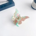 Rainbow gradient butterfly hair claw clip in transparent iridescent resin finish - 5.5cm / Iridescent Green