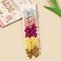 Set of 10 handmade grosgrain ribbon bow hair clips in grey pink yellow and brown tones - Style 14