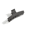 Große Haarklammer aus schwarzem Metall mit gestepptem 3D-Geometrie-Muster Finish - F538-3/Gesteppt Quadratisch Schwarz