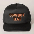Klassieke zwarte Y2K truckerpet met bruin COWBOY HAT borduursel en mesh achter - Eén maat / Zwart