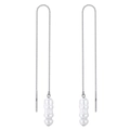 Elegant S925 sterling silver long threader earrings with white natural freshwater pearls - GPE07-P Long Baroque Pearl Ear Threader / Silver