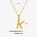 Collier doré avec pendentif lettre K en acier inoxydable style bambou, chaîne 45cm - Lettre K (Or)