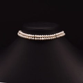 Double-layer natural pearl choker necklace for women in creamy white on black model - Double Layer Pearl Necklace