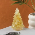 Mini sapin de Noël en résine jaune avec feuilles d'or pour décoration de table de fête - 48 Citrine du Brésil
