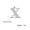 Silver stainless steel letter X pendant with sparkling stones, size 15.6x13.7mm - Letter X