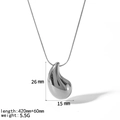 Polished silver hollow waterdrop necklace with dimensions and weight specifications - Silver 26mm Medium Teardrop Style (TN3287-26-S)