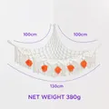 Bohemian corner hammock in beige with orange leaf tassels for plush toy storage - Orange Leaf Style