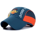 Kids navy blue mesh baseball cap with Team Basketball embroidery and orange mesh detail - Dark Blue