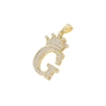 Golden hip hop letter G pendant with crown design and micro-paved cubic zirconia - Crown Letter G