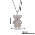 Silver bear pendant necklace with white zircons and dimensions 3x2cm on a 60cm twist chain - Silver Bear/White Zirconia