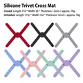 Foldable silicone heat insulation pad set in seven colors with non-slip cross design - Silicone Cross Pad / Red