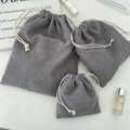 Three-piece set of grey corduroy drawstring storage pouches in various sizes - Small (14x16) / Gray