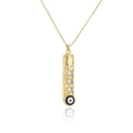 Detail of gold geometric bar pendant with star texture and black evil eye enamel inlay - Gold - Embossed Star Evil Eye