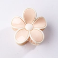 Pinza per capelli a forma di fiore rosa e crema con finitura lucida effetto ceramica - Rosa Bianco