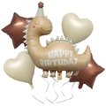 Set di palloncini dinosauro toni terra con forme di cuore e stella per compleanno - Stile dinosauro retrò 1