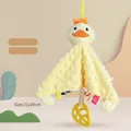 Doudou canard jaune en tissu minky 3D avec anneau de dentition en silicone 22x28cm - Doudou Canard pour Bébé