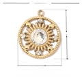 Detailed parameter view of a 16mm gold clover compass pendant with rhinestones - Gold Beaded Sun Disc