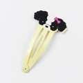 Cute yellow metal BB hair clip featuring a white puppy with a pink bow for kids - Yellow Dog