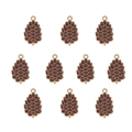 Makro-Detail von elf braunen Pinienzapfen Emaille-Anhängern für DIY festlichen Schmuck - Stil 3 Erntedankfest Haselnuss/10 Stück
